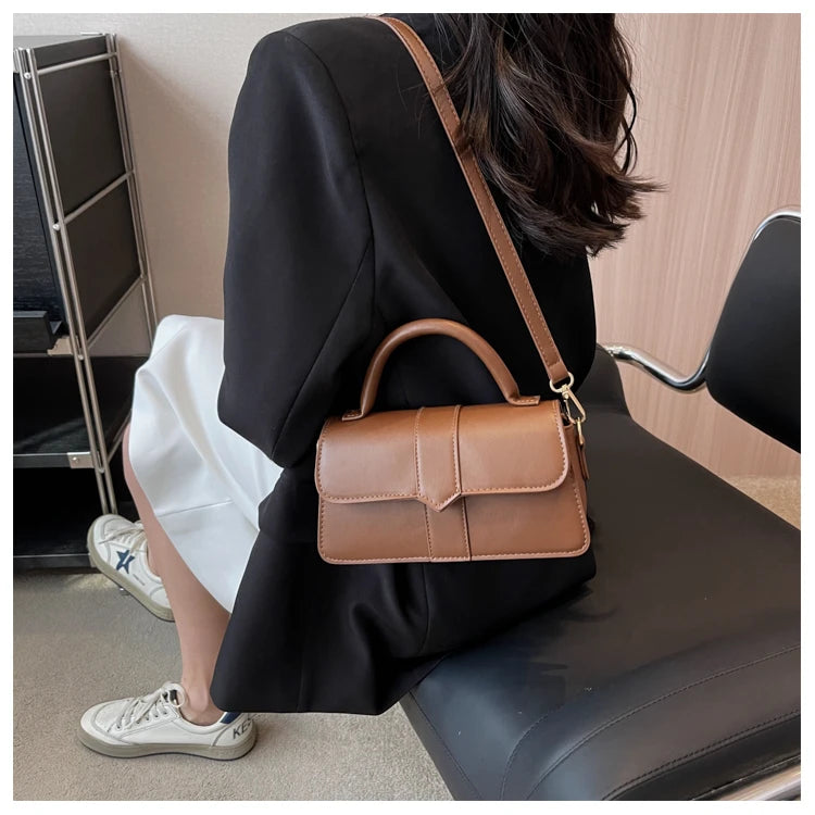 Versatile PU Leather Shoulder Bag For Women Square Satchel - Smarsty