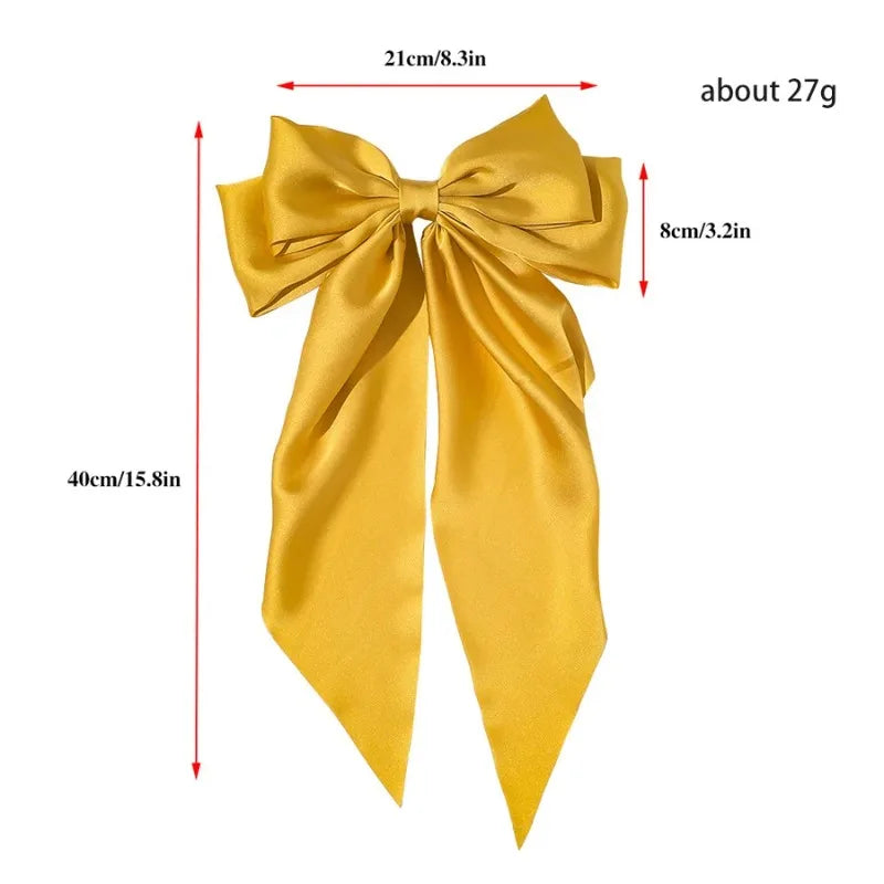 Korean Satin Hair Clips with Big Bowknot for Women - Smarsty