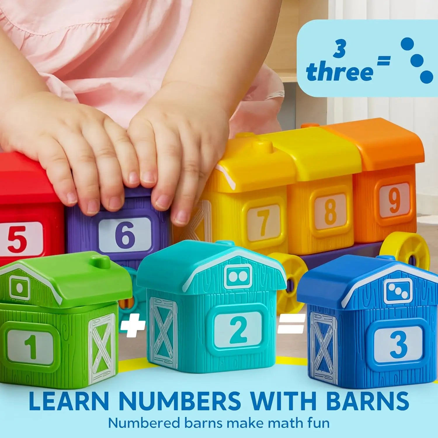 JOYFY Learning Farm Train Counting Matching & Sorting Montessori Including 9 Farm Animals for Baby Christmas Birthday Gift