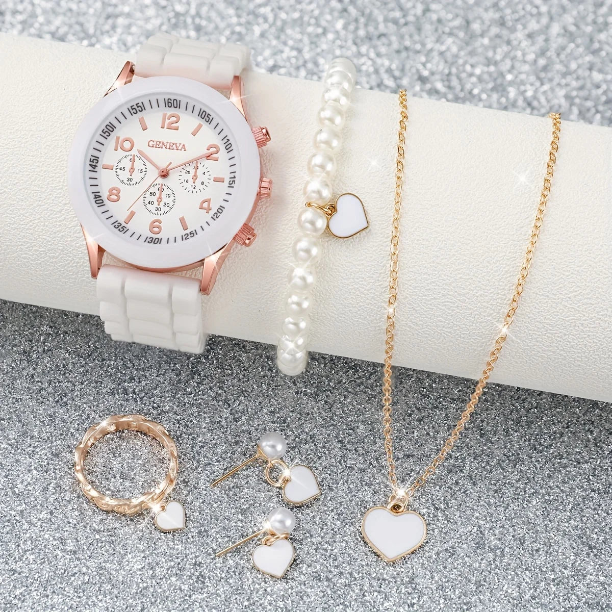 Women's Casual Silicone Band Quartz Watch Set - Smarsty