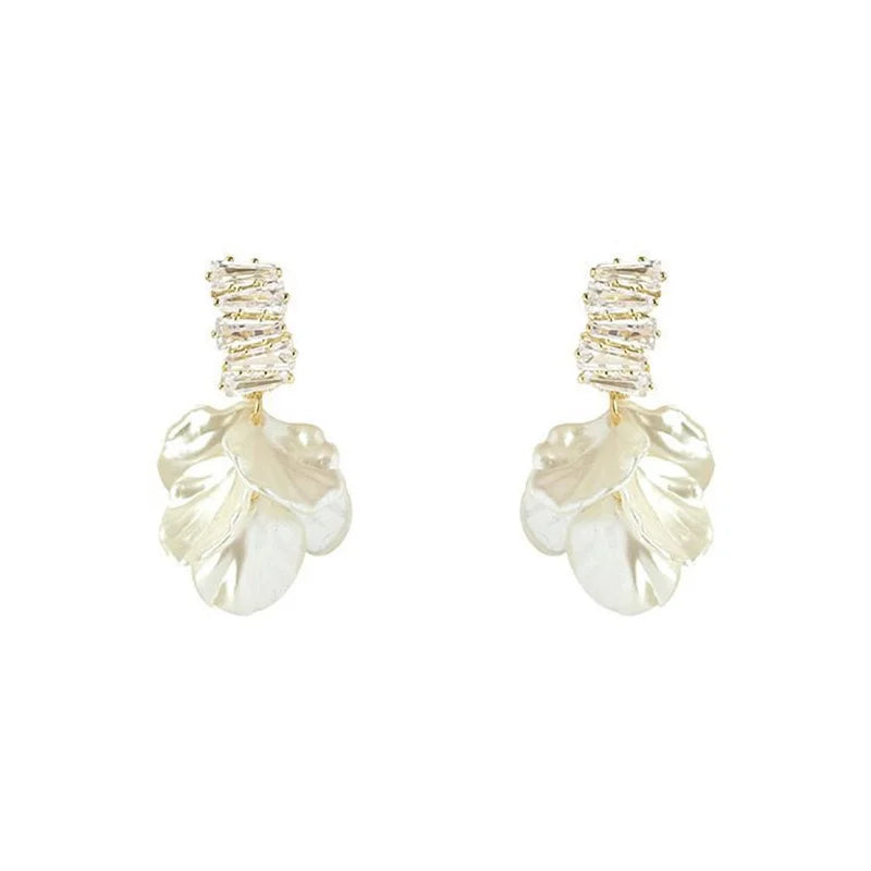 Korean White Shell Flower Drop Earrings for Women Fashion - Smarsty