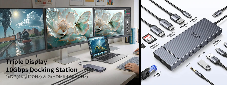 USB C Hub PowerDelivery Docking Station 4K Dual HDMI