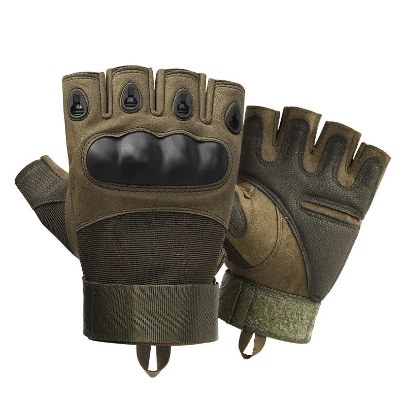 Men's Hard Knuckle Fingerless Gloves for Combat and Hunting - Smarsty