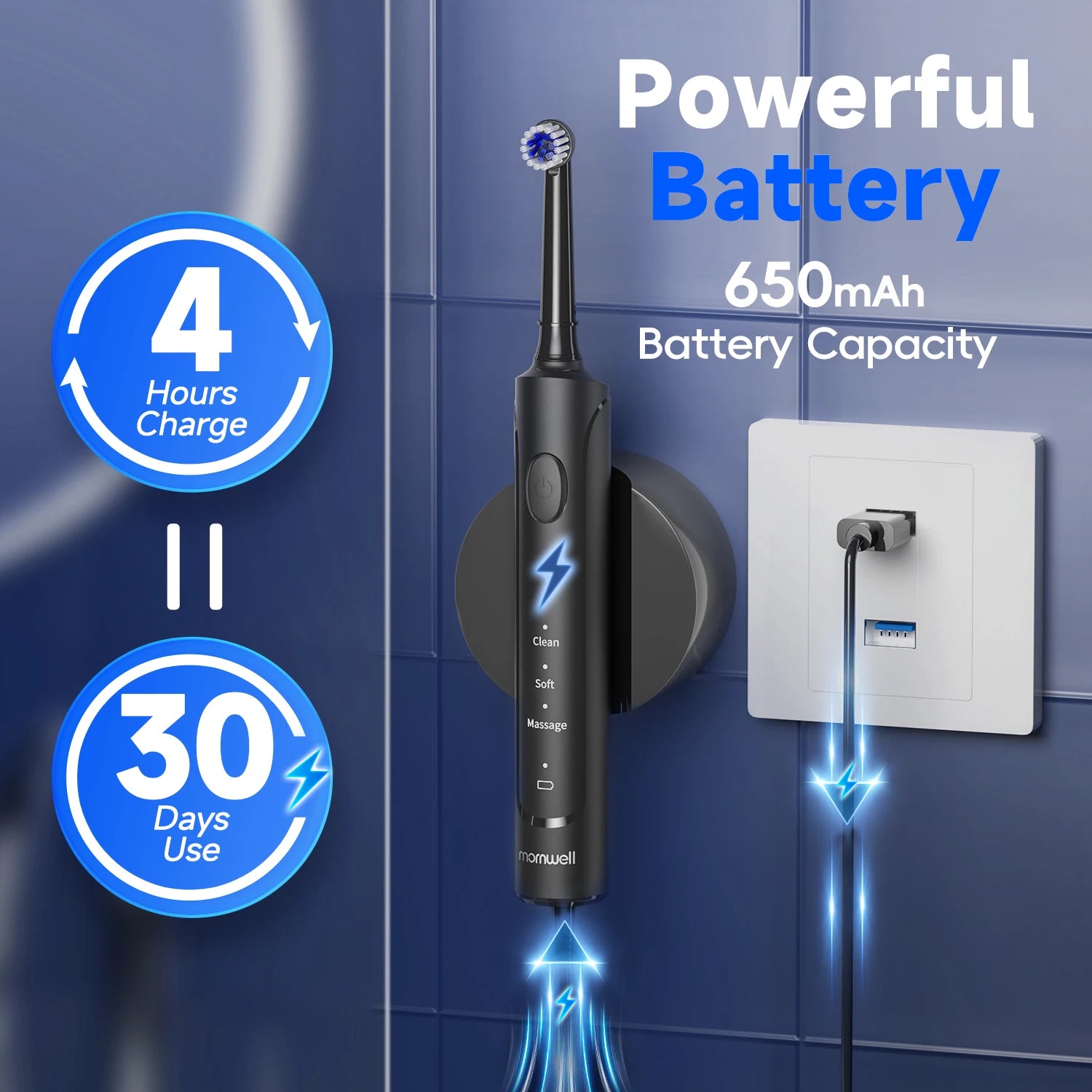 Rechargeable Sonic Electric Toothbrush with Deep Cleaning Modes - Smarsty