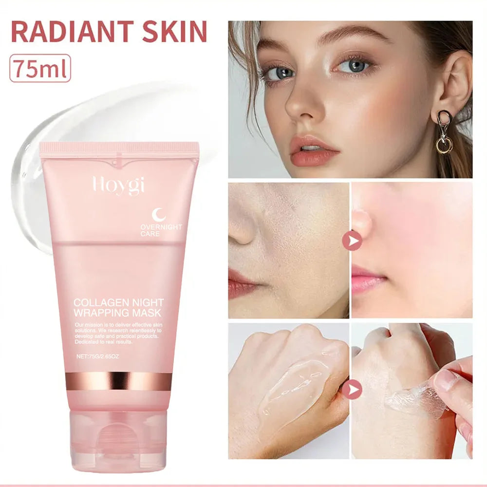 Collagen Overnight Wrapping Peel Off Facial Mask Set Korean Collagen Night Wrapping Mask Deeply Hydrates Night Care Mask Cream - Smarsty