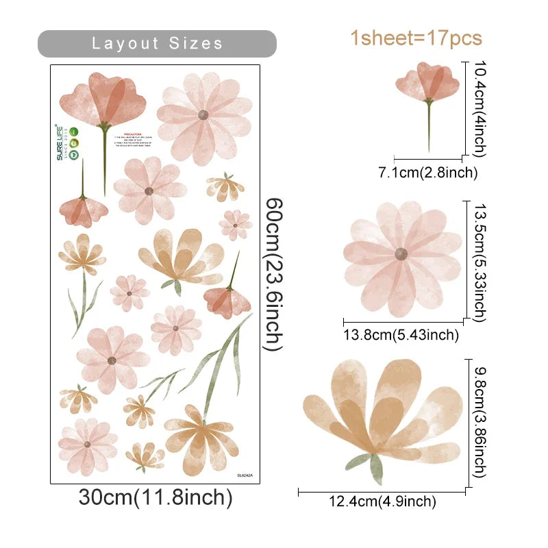 Boho Flowers Wall Stickers for Kids Room Décor - Smarsty