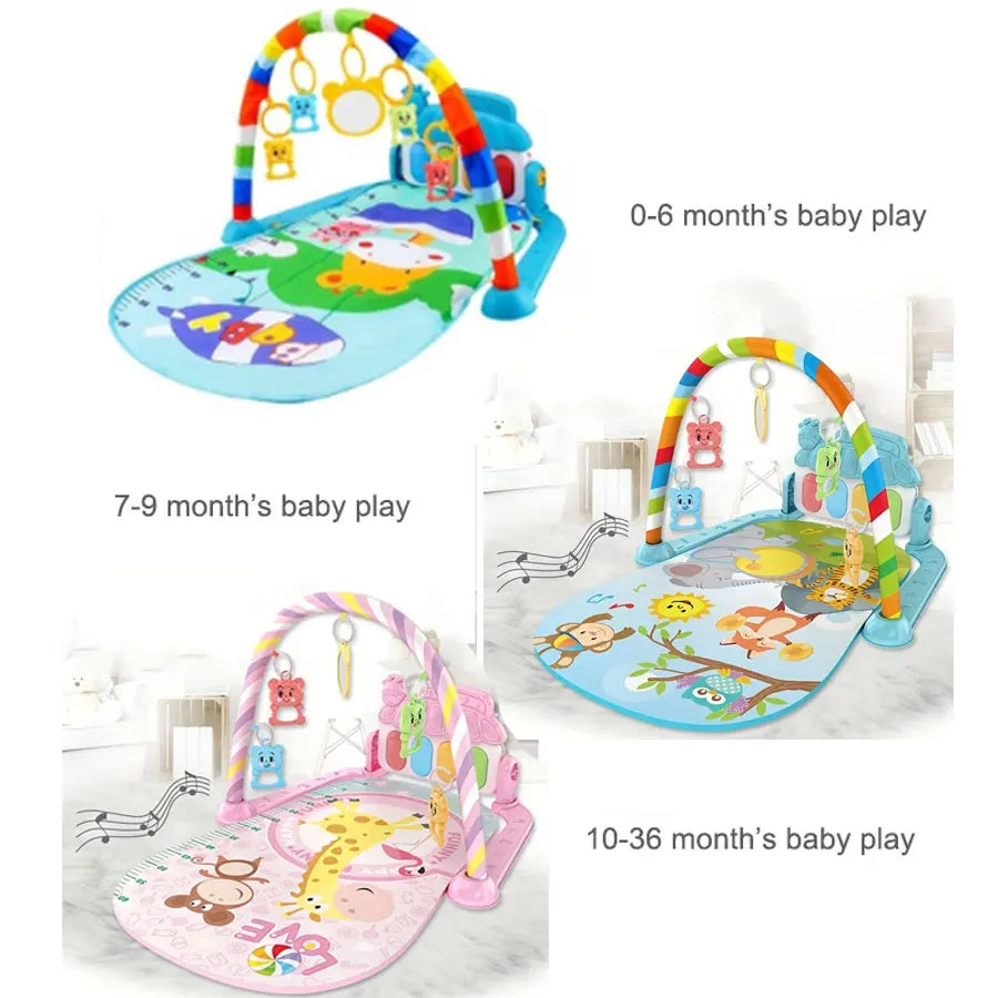 Baby Activity Gym Rack Early Education 0-36 Months Toy Gifts Musical Newborn Piano Keyboard Crawling Blanket Pedal Play Mat by Smarsty