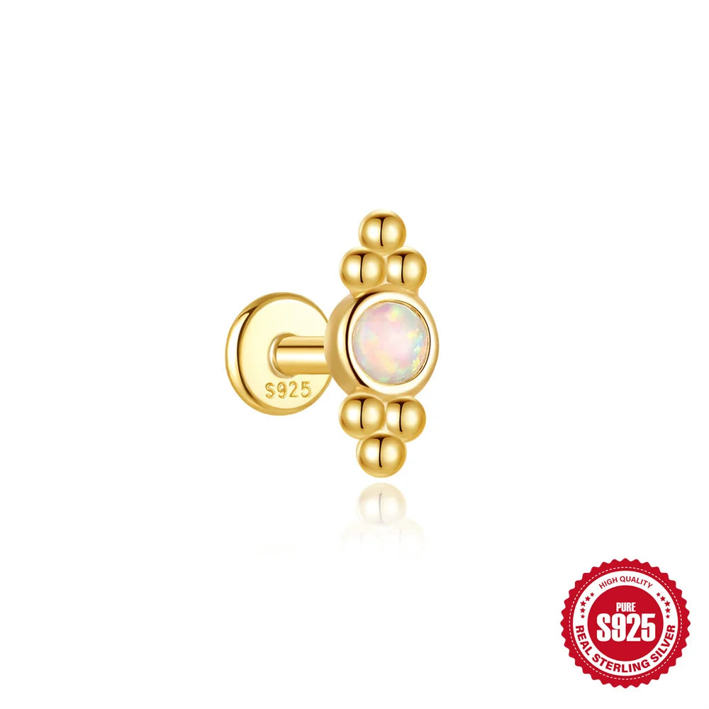 925 Silver Star Moon Zircon Stud Earrings Hypoallergenic - Smarsty