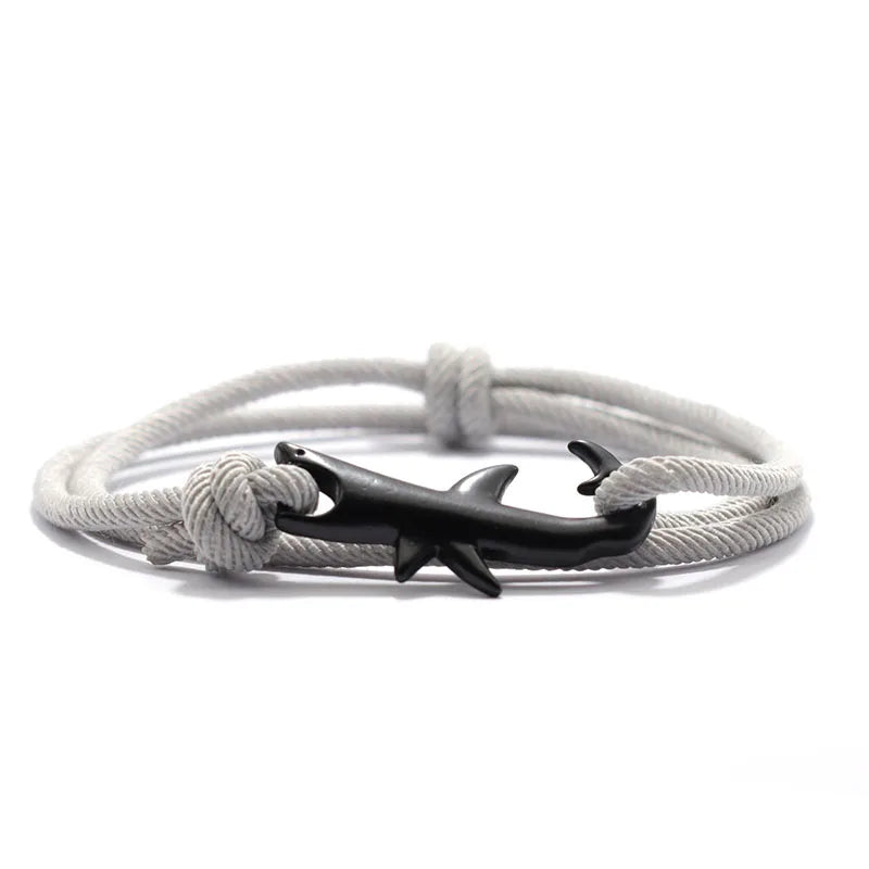 Men’s Adjustable Shark Bracelet Double Layer Rope Strand - Smarsty