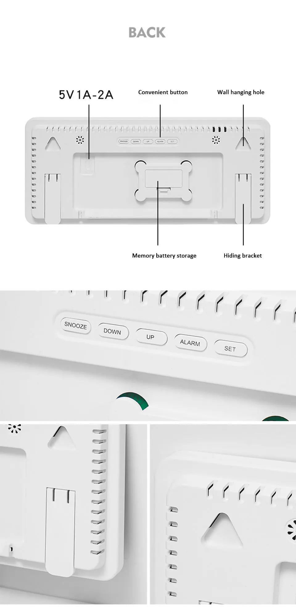 Digital Wall Clock with Remote Control and Humidity Display - Smarsty