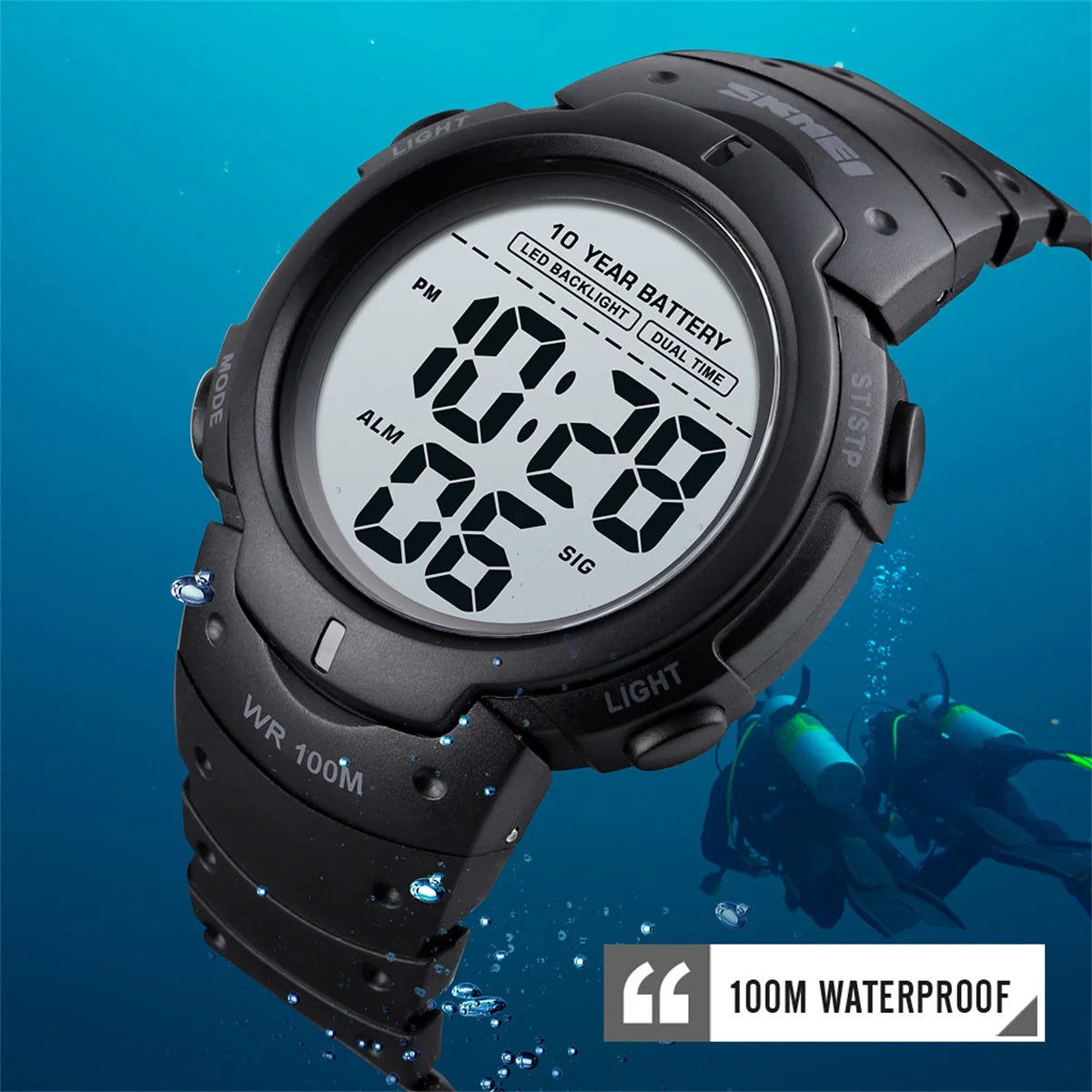 Waterproof Digital Sport Watch with 10 Year Battery Life - Smarsty