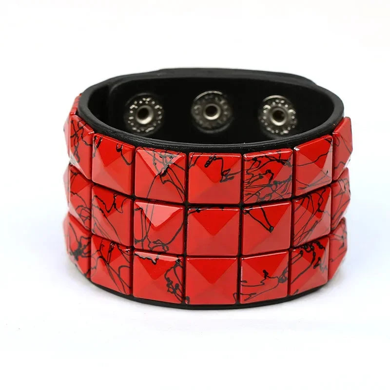 Unisex PU Leather Punk Bracelet with Spikes and Skull - Smarsty