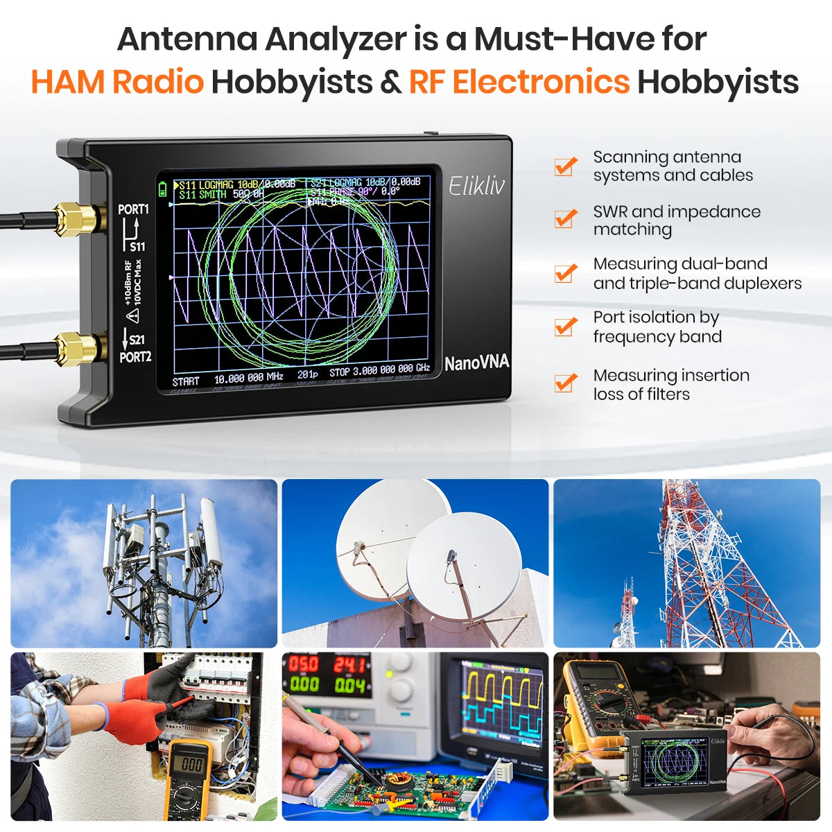 NanoVNA-H Vector Network Analyzer with Spectrum Tuning - Smarsty