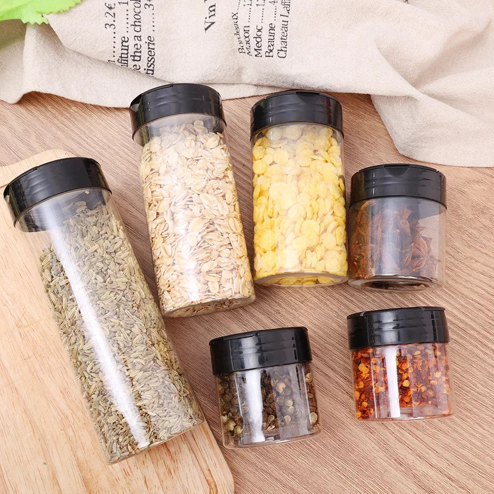 1/12x Plastic Spice Jars with Shaker Lids Transparent Safety Plastic Bottles for Home Kitchen Storing Spices Seasoning Powders by Smarsty