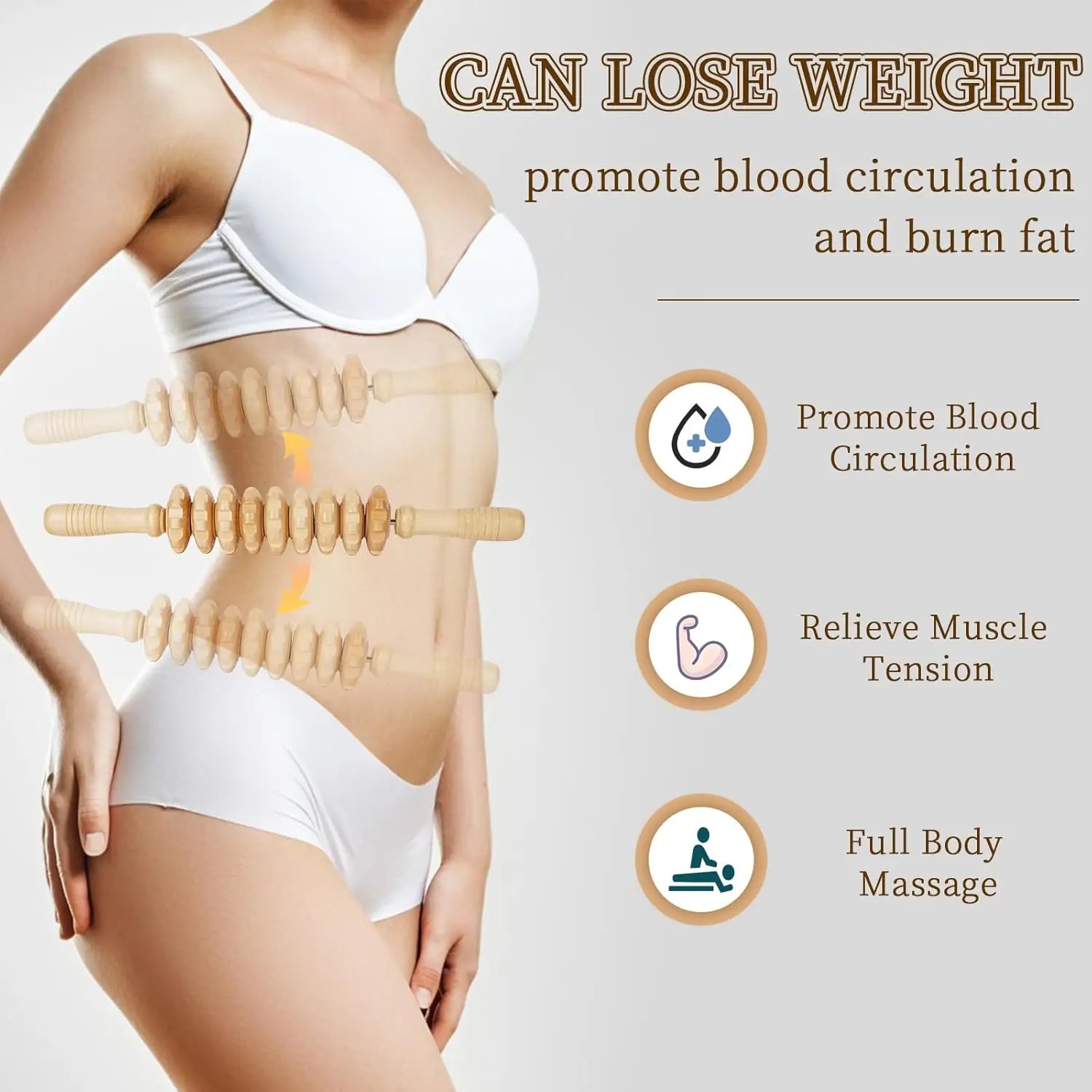 Wooden Massage Roller for Sore Muscle Relief and Circulation - Smarsty