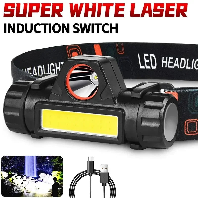 Outdoor Headlights with Long Battery Life and Strong Light LED Night Fishing Charging Head Mounted Magnetic Flashlight - Smarsty