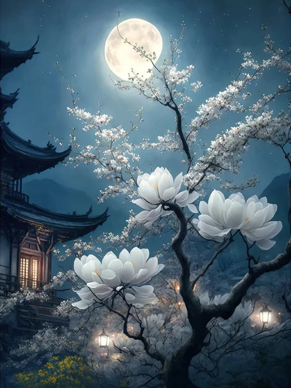 Handmade Moon Flower Diamond Painting for Bedroom Decor - Smarsty