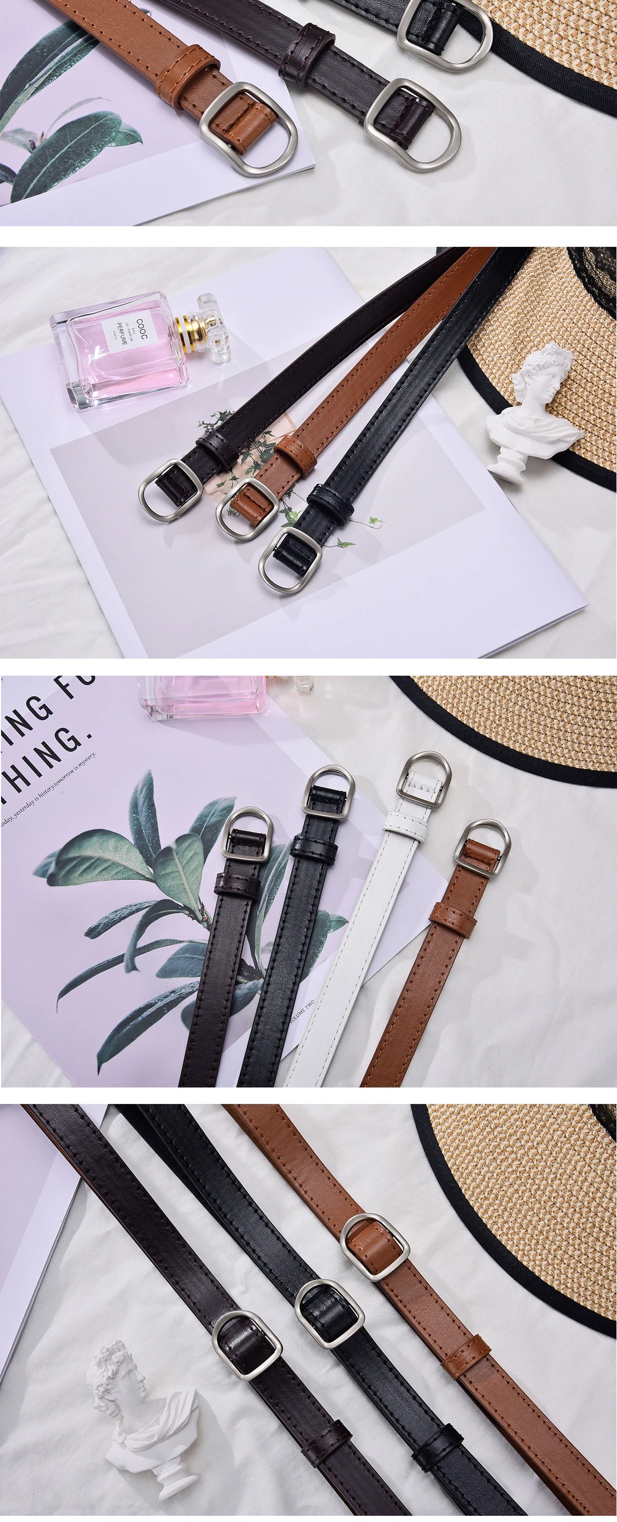 Unisex PU Leather Casual Belt with Perforated Design - Smarsty
