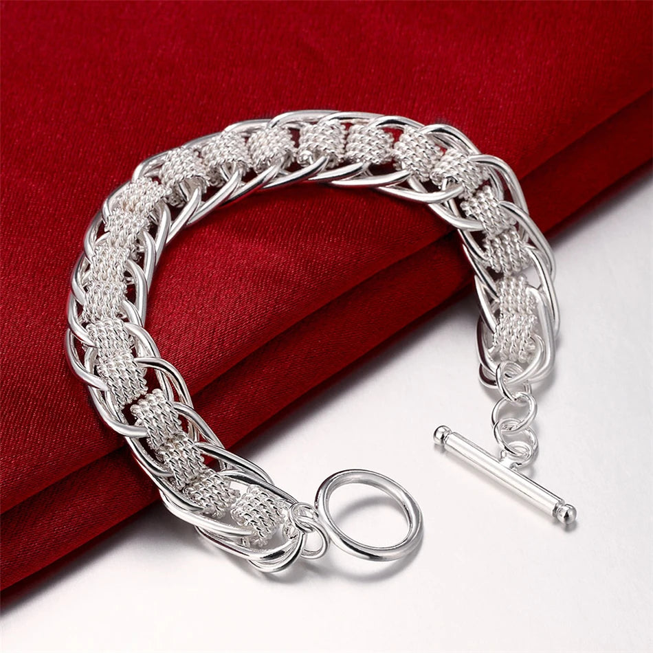 Sterling Silver Square Chain Bracelet Unisex Gift - Smarsty