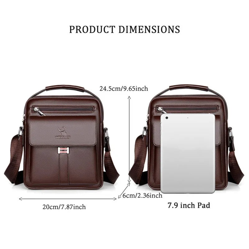 Mens Crossbody Bag Waterproof PU Leather Large Capacity - Smarsty