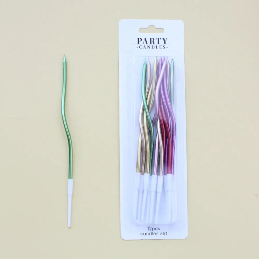 6/12/48pcs/1case Birthday Candles Spiral Cake Candles Long Thin Cake Candles For Wedding Party And Cake Decoration - Smarsty