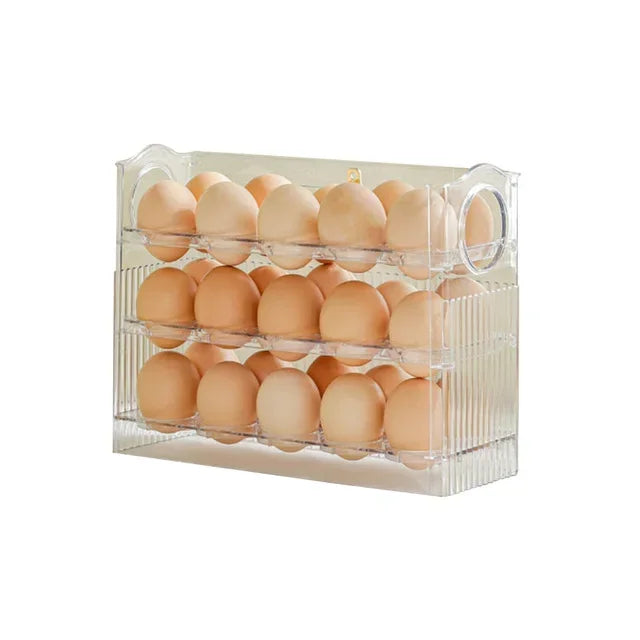 Kitchen Large Capacity Egg Fridge Storage Box - Portable Multi-Layer Egg Tray Organizer, Convenient Opening/Closing Egg Holder by Smarsty