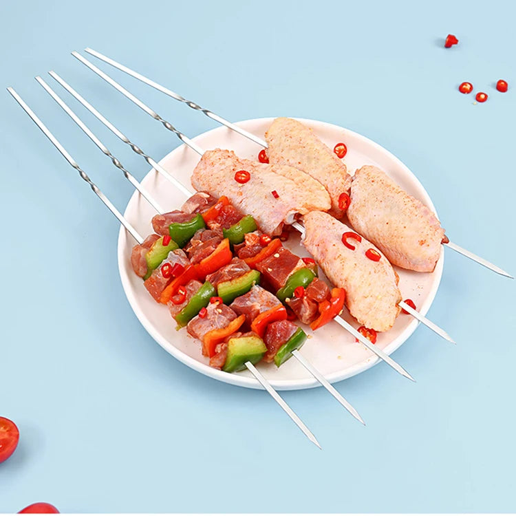 Stainless Steel Barbecue Skewers Reusable Easy Clean Design - Smarsty
