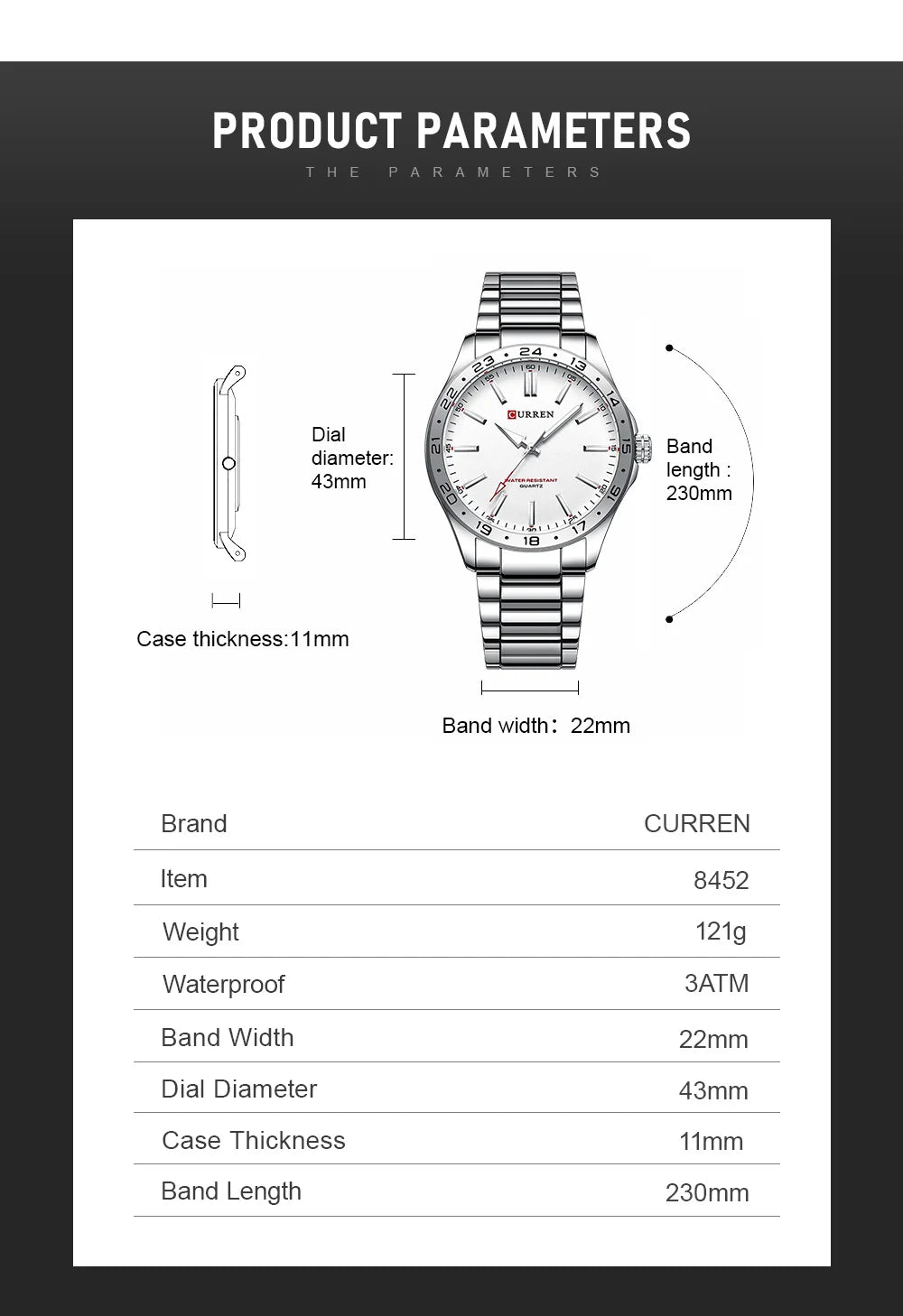 Curren Men's Ultra Thin Stainless Steel Quartz Watch - Smarsty