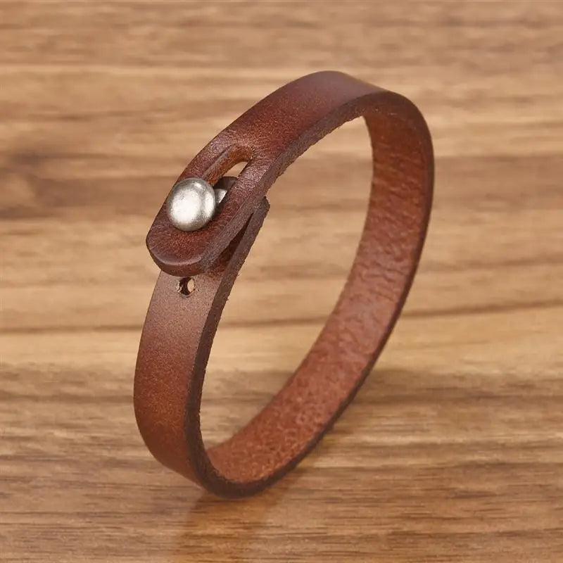 Vintage Genuine Leather Wrap Bracelet Durable Punk Wristband - Smarsty