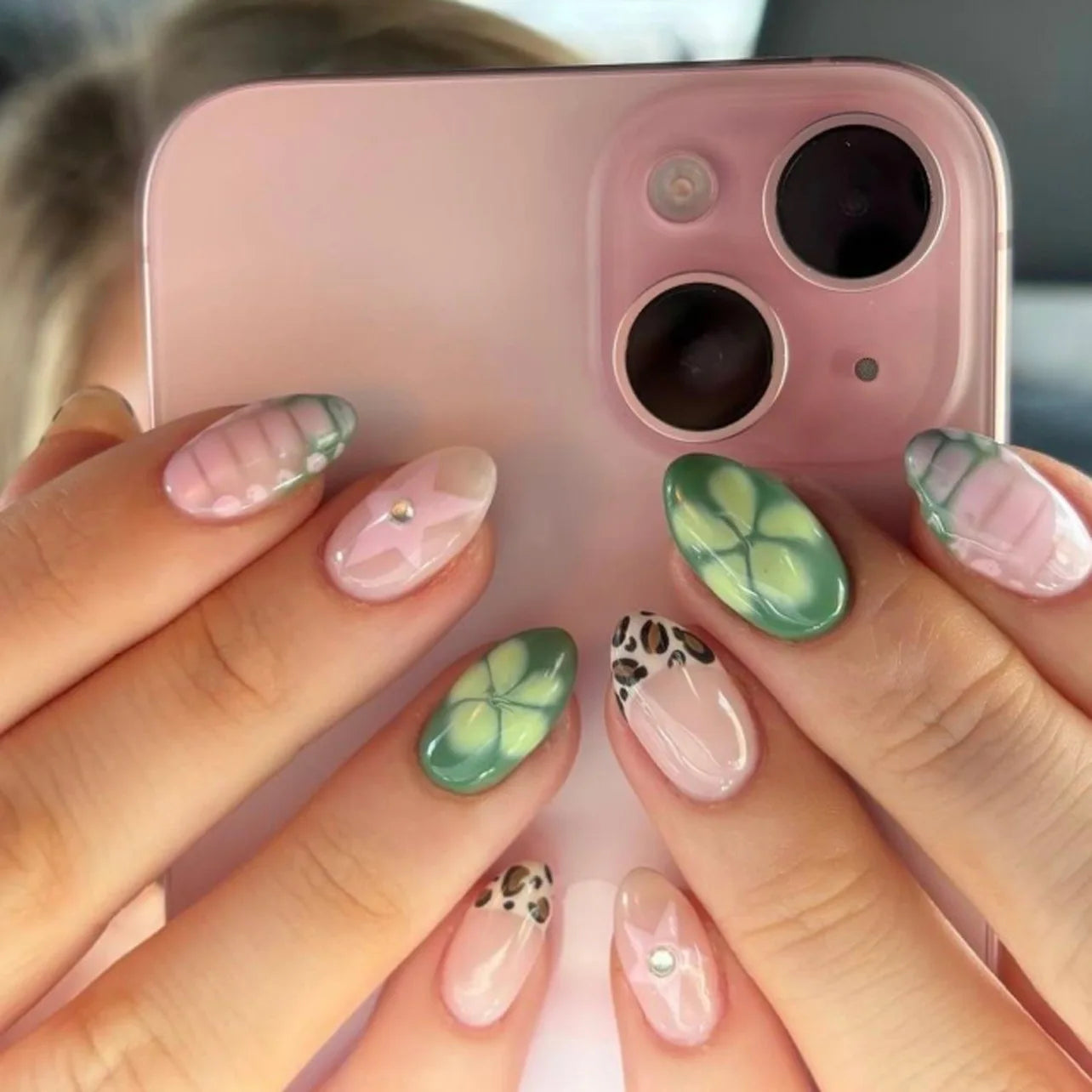 24pcs Flower Design Fake Nail Tips Full Cover - Smarsty