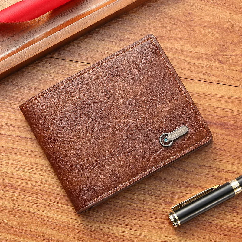 Men Short Bifold Faux Leather Masculina Billetera Credit ID Card Holder Wallet Billfold Purse Clutch Solid Hombre Business Slim - Smarsty