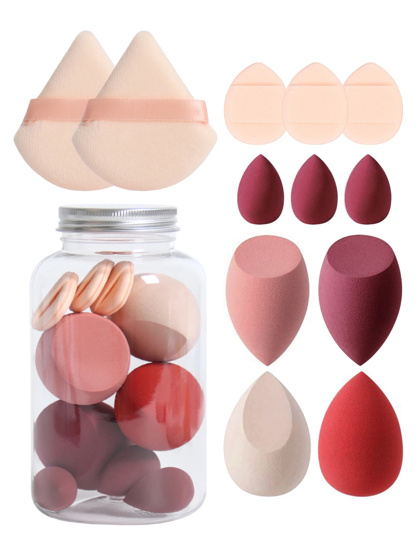 12Pcs Latex-Free Makeup Sponge Set for Flawless Application - Smarsty