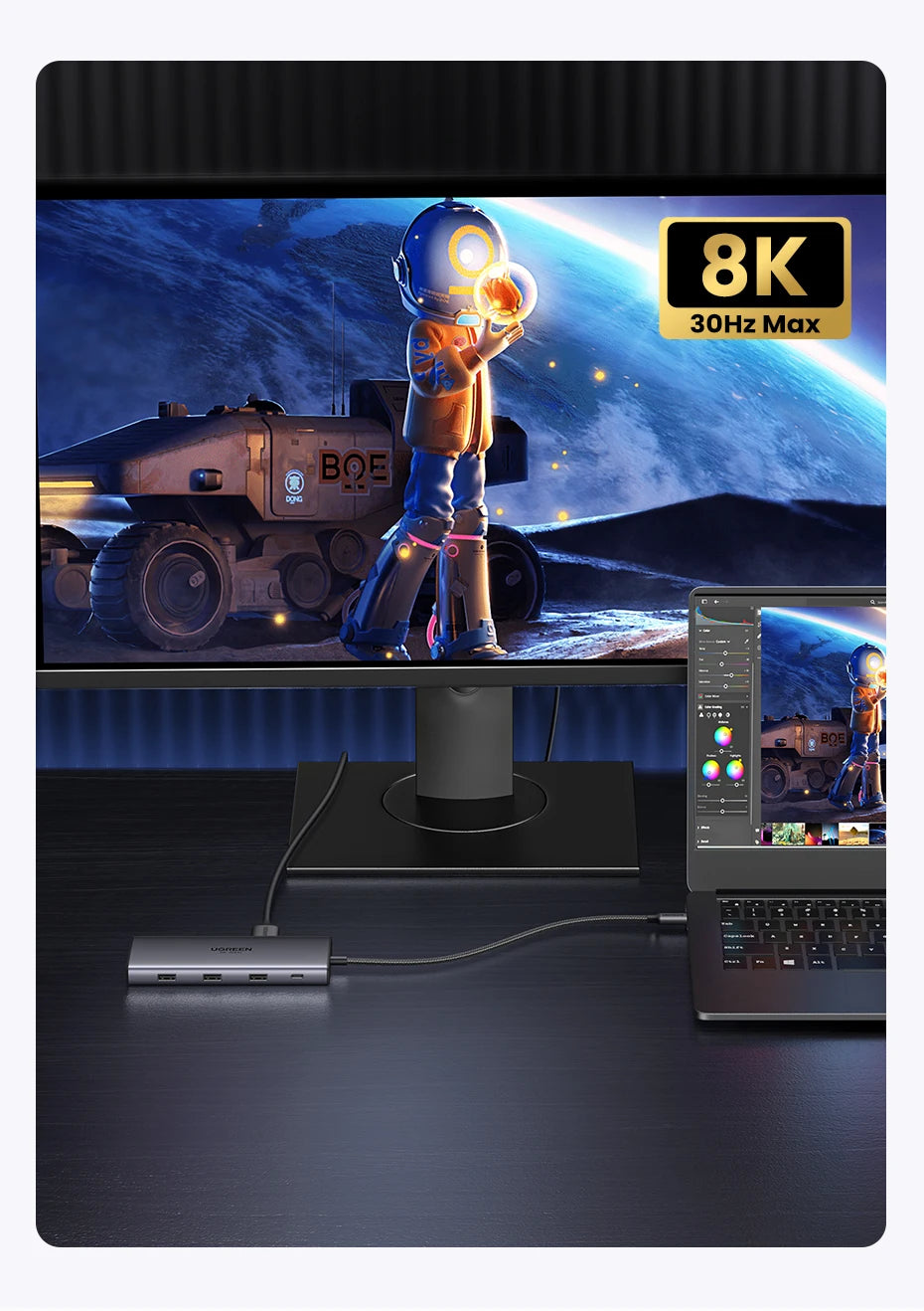 USB C Docking Station HDMI Hub 8K 4K Including RJ45