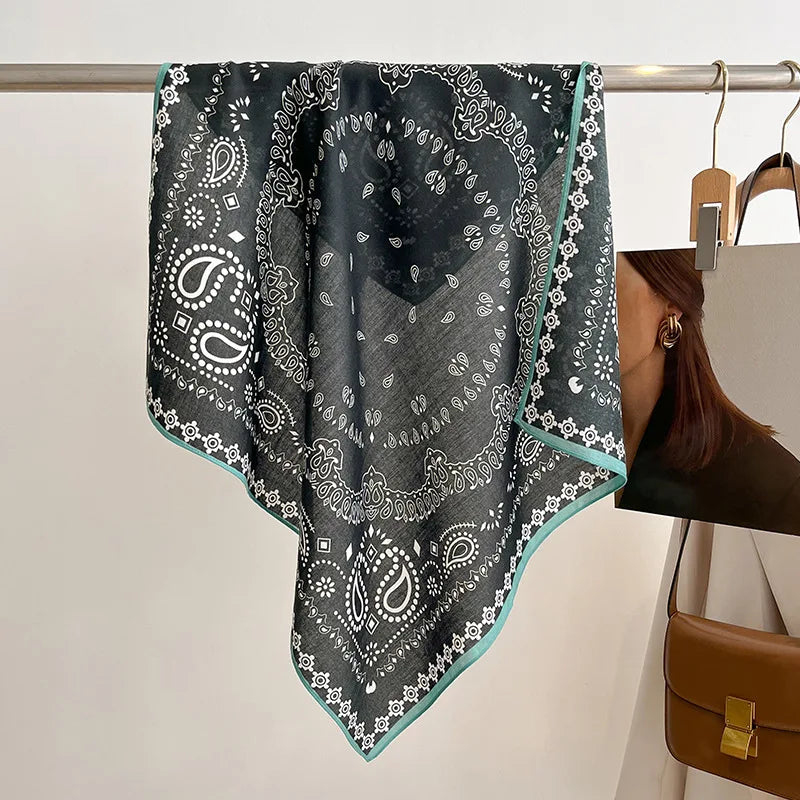 Breathable Cashew Print Silk Scarf for Women - Smarsty