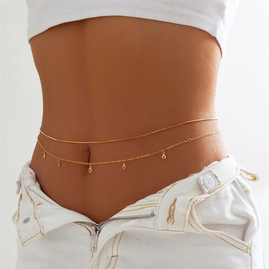 Boho Rhinestone Star Moon Belly Chain for Summer - Smarsty
