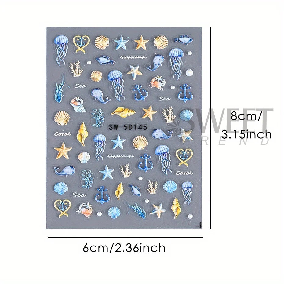 Summer Beach Jellyfish Nail Stickers for Unique Manicure - Smarsty
