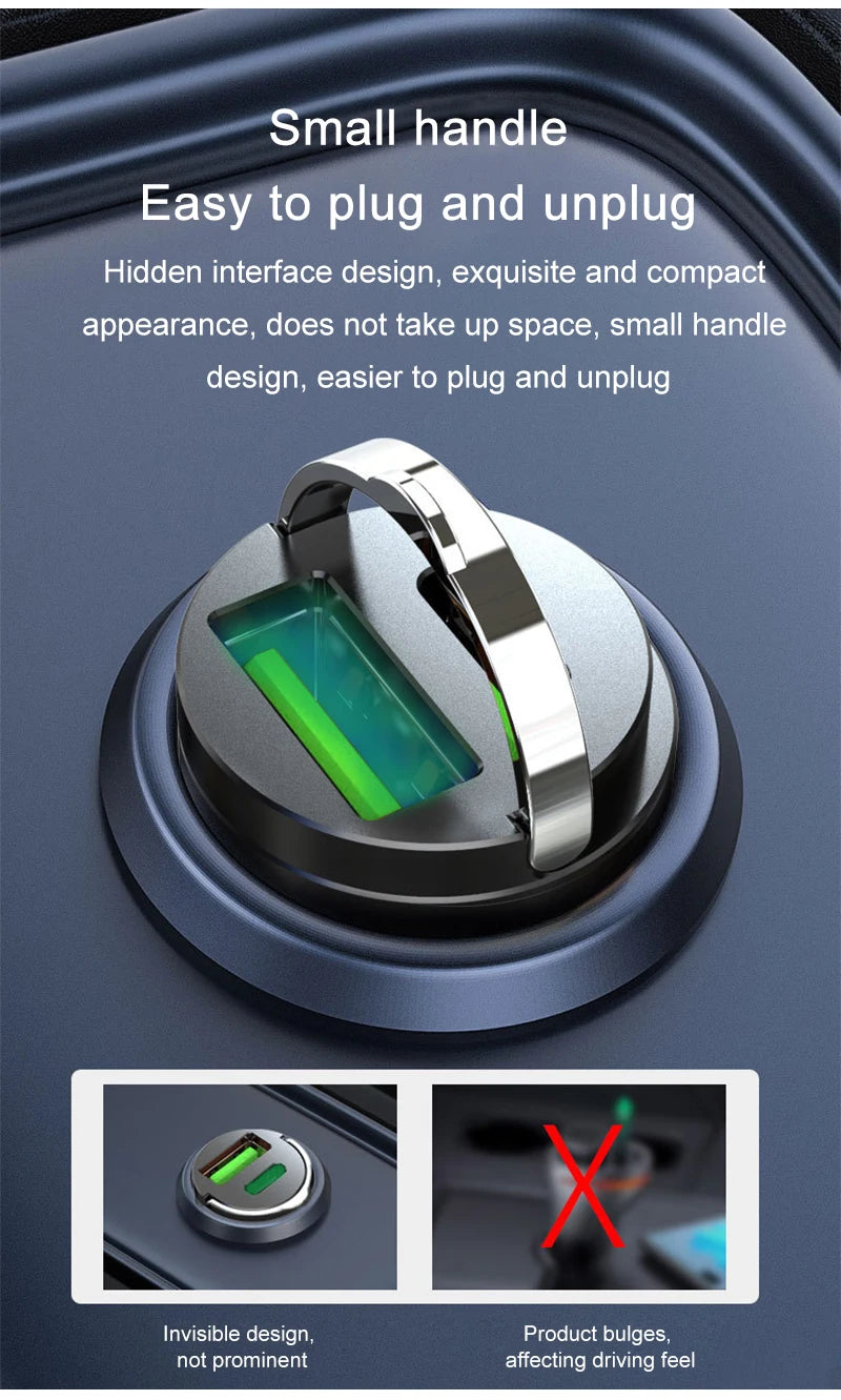 200W mini car charger fast charging for iPhone QC3.0 mini PD USB Type C car mobile phone charger for Xiaomi Samsung Huawei - Smarsty