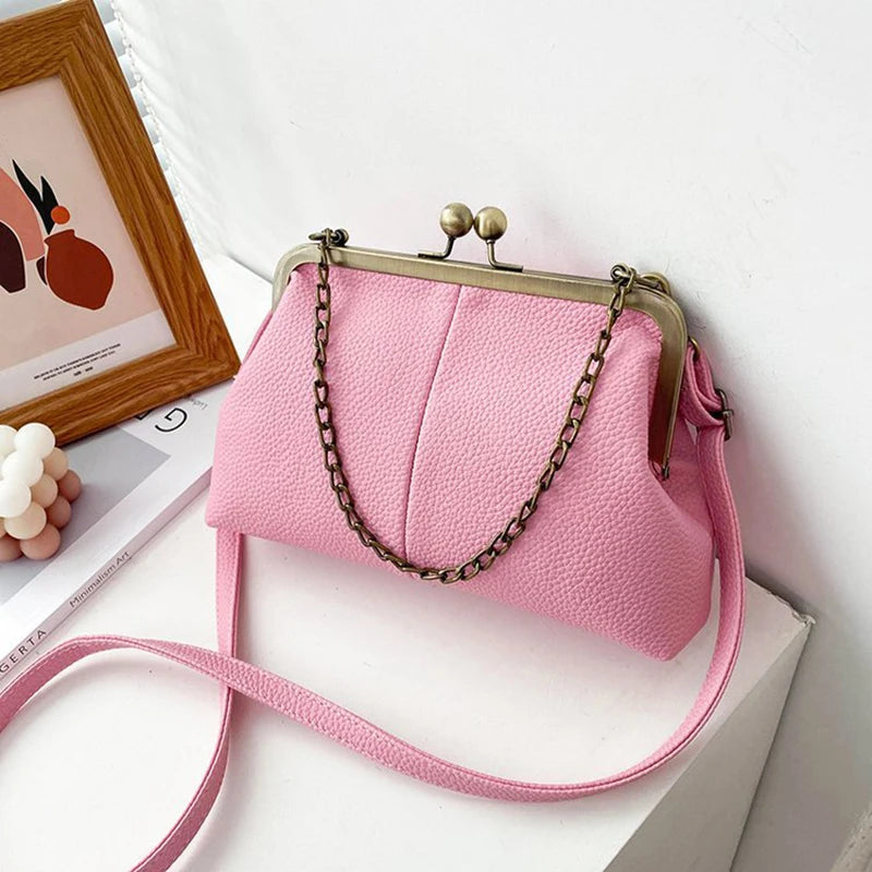 Vintage Soft Skin Shell Bag Lychee Pattern Crossbody - Smarsty