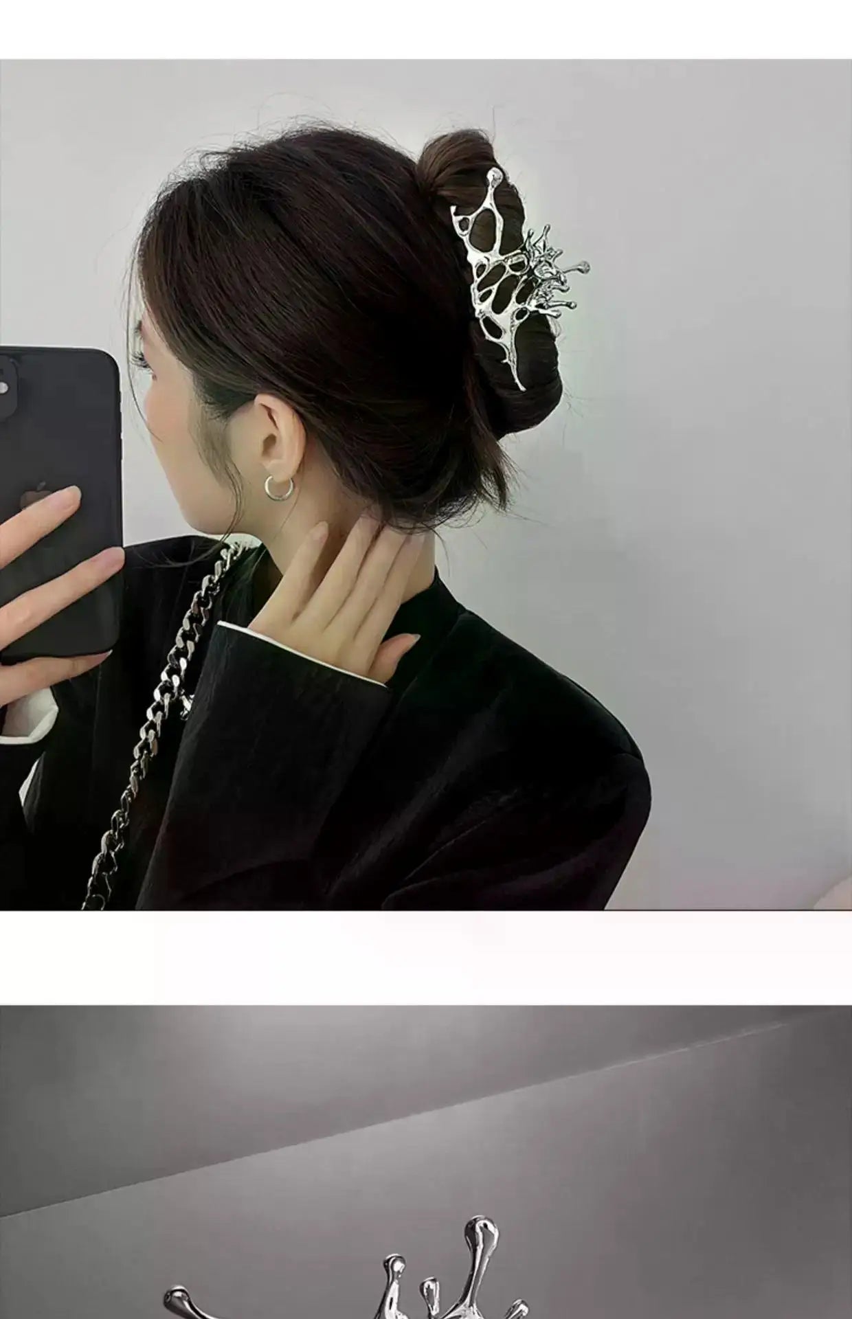 Large Metal Claw Clips For Women Strong Hold Silver - Smarsty