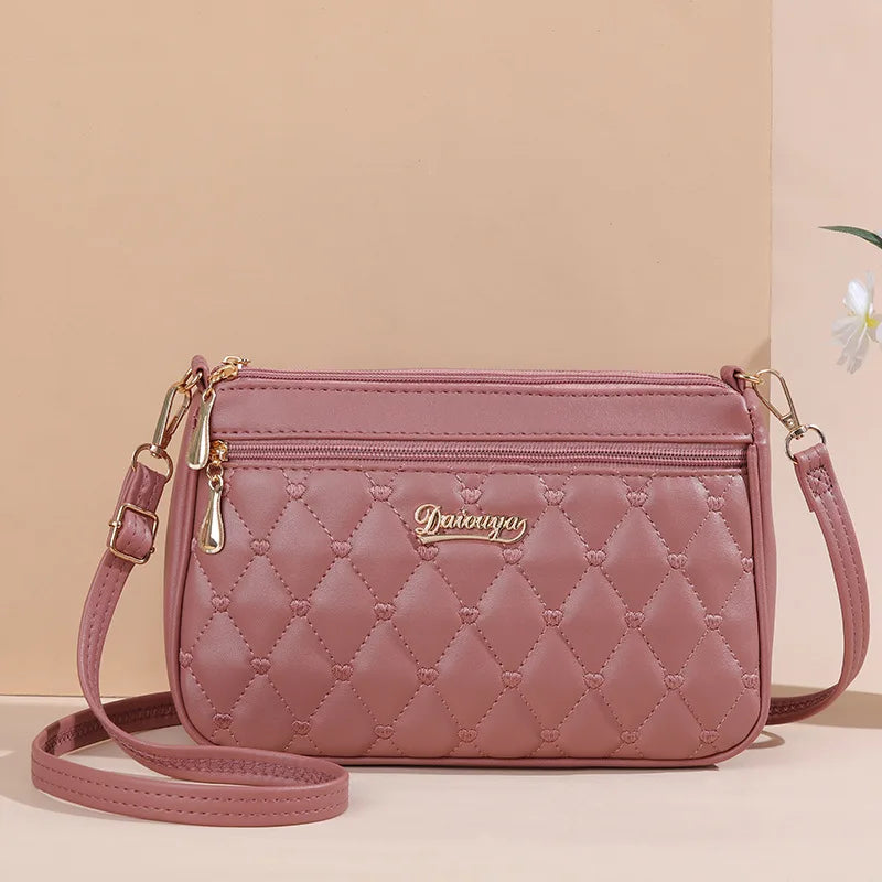 Embroidered Leather Messenger Bag for Women With Fur Accent - Smarsty