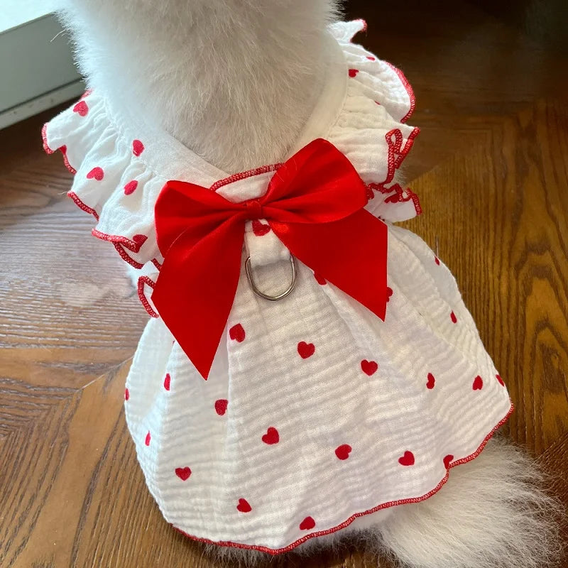 Summer Dog Cooling Dress with Cute Heart Print - Smarsty