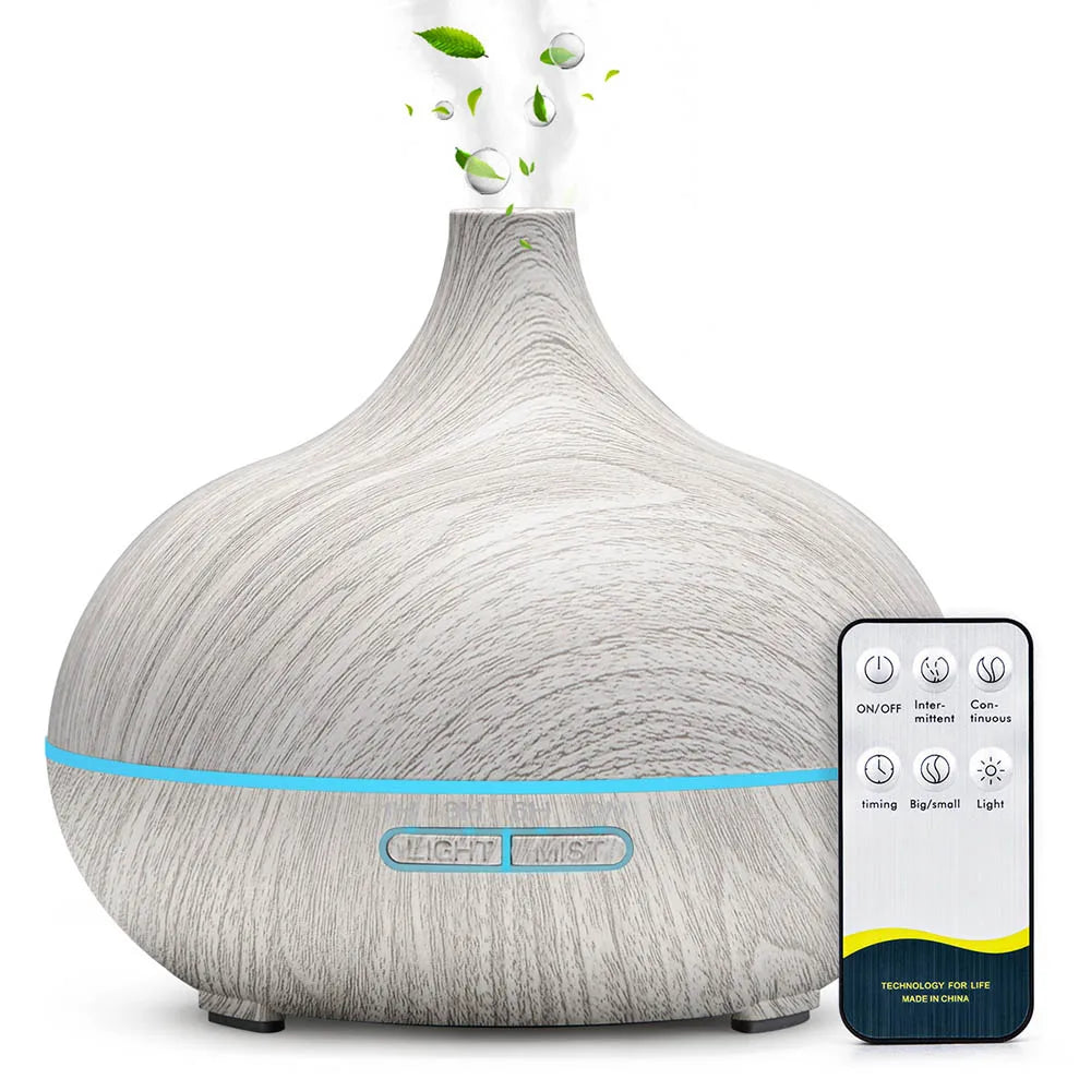 Wood Grain Aromatherapy Essential Oil Diffuser with Remote Control - Smarsty
