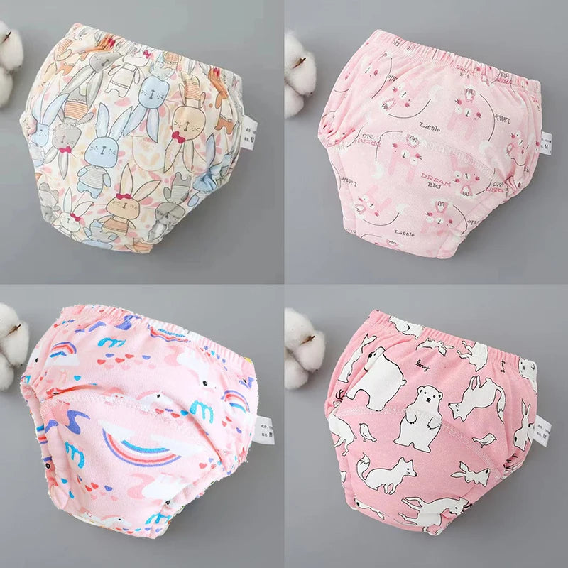 4PCS Baby Waterproof Diapers Pee Shorts Underwears Reusable Soft Ecological Cotton Toddler Potty Training Pants For Boys Girls by Smarsty