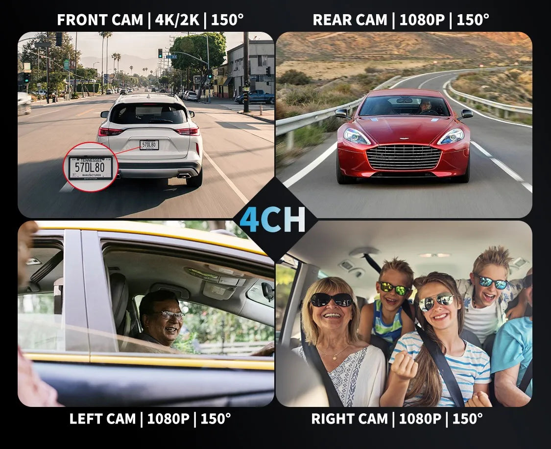 4 Channel GPS Dash Cam Front 4K Night Vision Parking - Smarsty