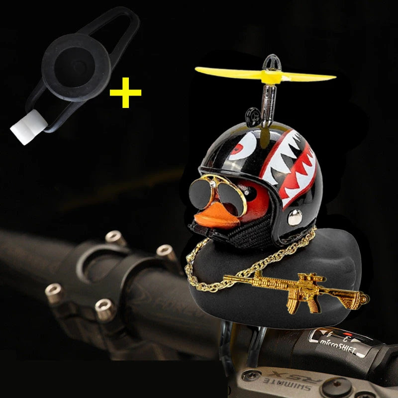 Helmeted Yellow Duck Car Ornament With Propeller Toy Gun - Smarsty