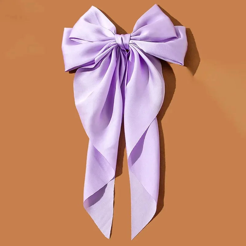 Korean Satin Hair Clips with Big Bowknot for Women - Smarsty