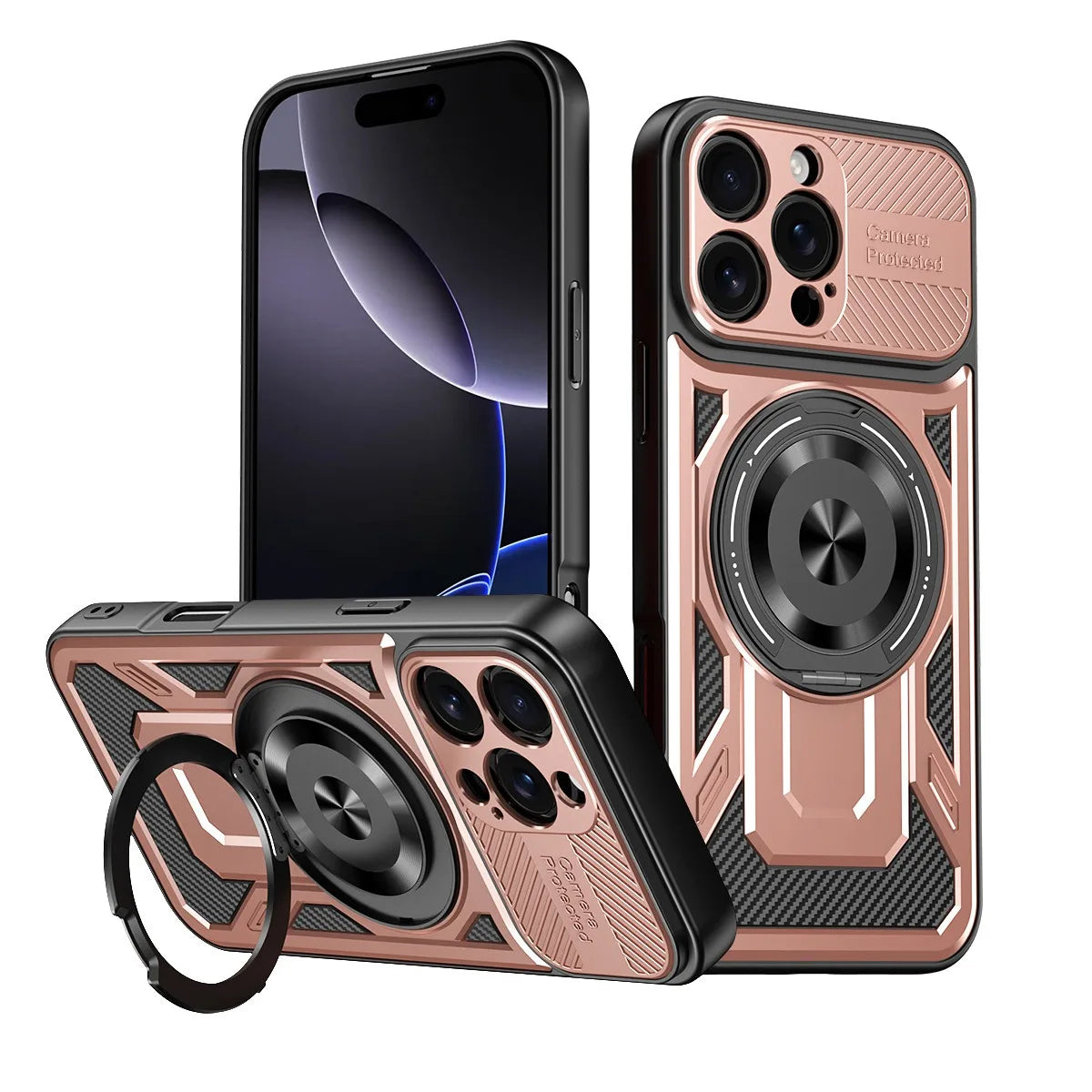 360° Rotatable Magnetic Phone Case for iPhone 16 15 14 13 12 11 Pro Max With Kickstand Shockproof Anti-Drop Cover for Magsafe