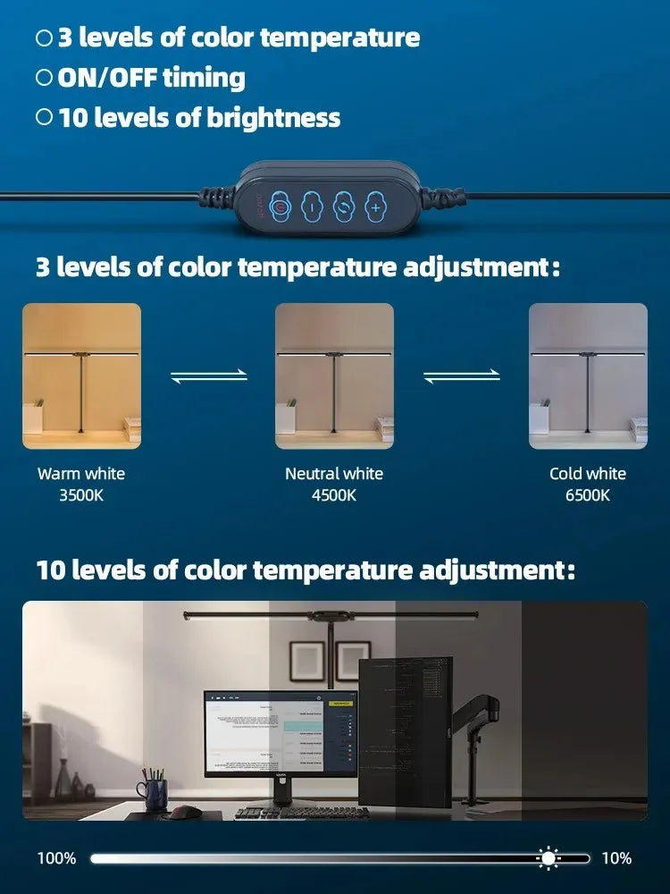 Dimmable LED Clip Desk Lamp for Reading - Smarsty