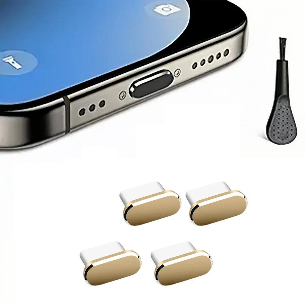 4Pcs USB C Dust Plug With Cleaning Brush Anti Dust USB-C Plug Cover Charging Port Cover Caps For Samsung Xiaomi All Type C Phone - Smarsty