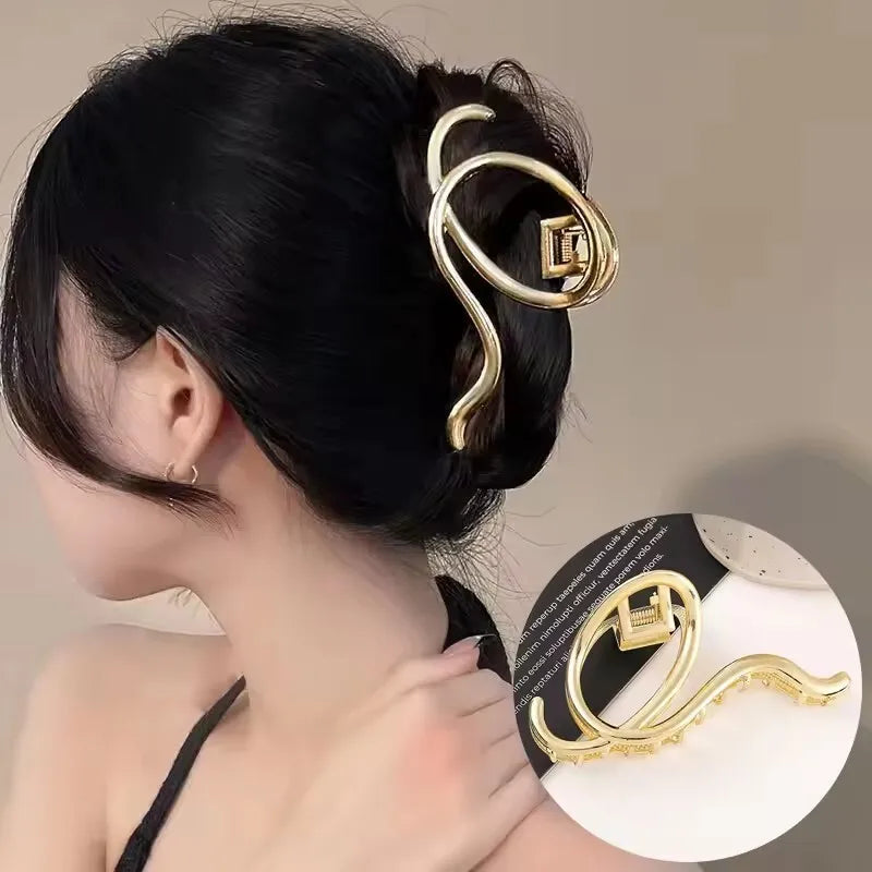 Korean Geometric Metal Hair Clip Durable Alloy Claw - Smarsty